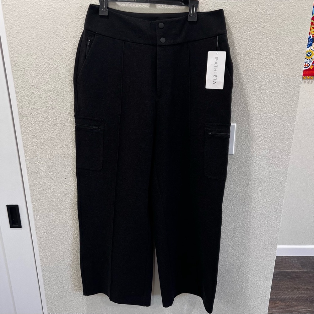 Athleta Venice Heathered Cargo Black Wide-Leg Pants Women’s Size 16 Versatile